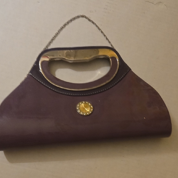 Chic Brown Clutch with Gold Handle - Picture 3 of 11